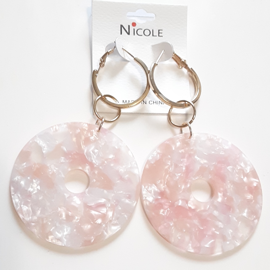 Nicole Big Acrylic Circle And Hoop Earrings 6$